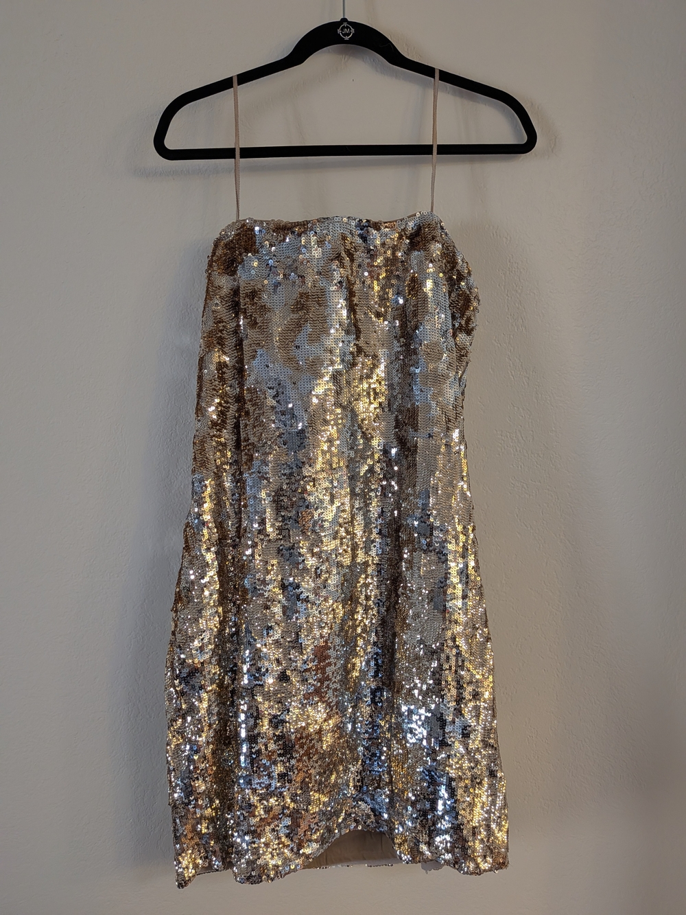 Lafayette 148 New York Gold and Silver Sequin Strapless Dress